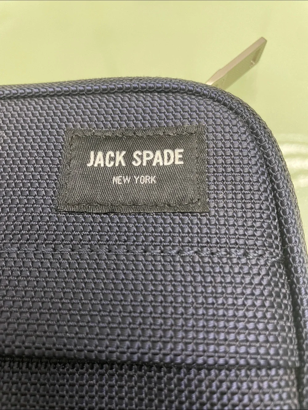 Jack Spade Navy Nylon Laptop Sleeve with Front Zip Pocket